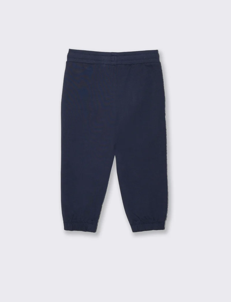 Jogger basico in cotone con stampa - Blu