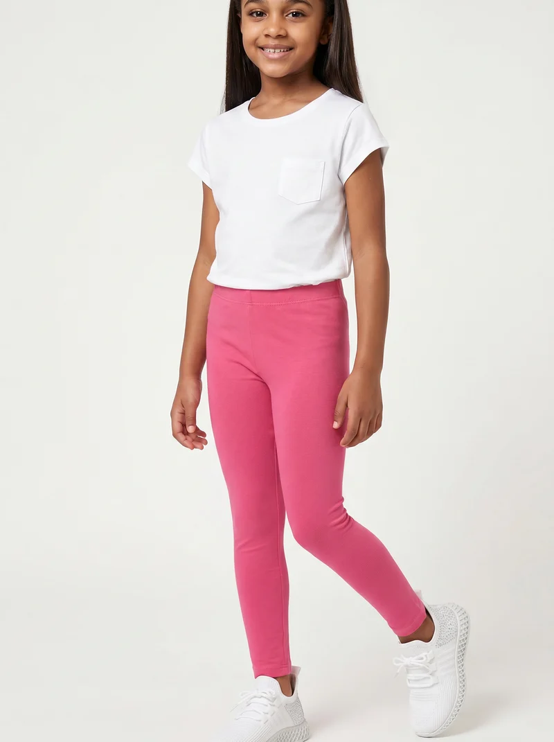 Leggings basico elasticizzato per bambina - Fuxia