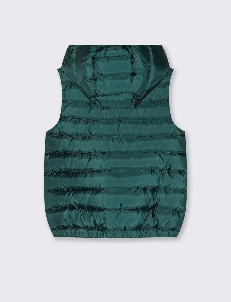Gilet imbottito con cappuccio e tasche - Verde abete