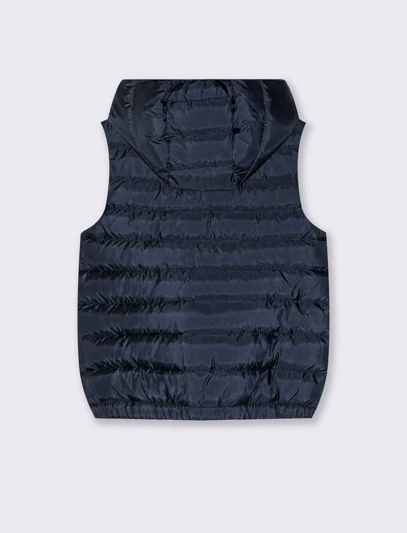 Gilet imbottito con cappuccio e tasche - Blu