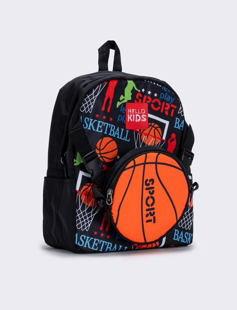 Zainetto nylon porta pranzo football - Nero
