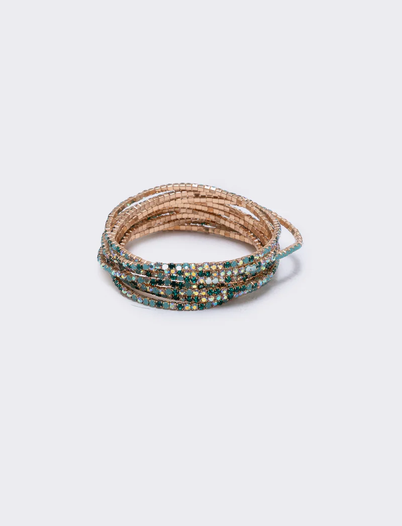 Bracciale multi fili con strass elegante - Verde