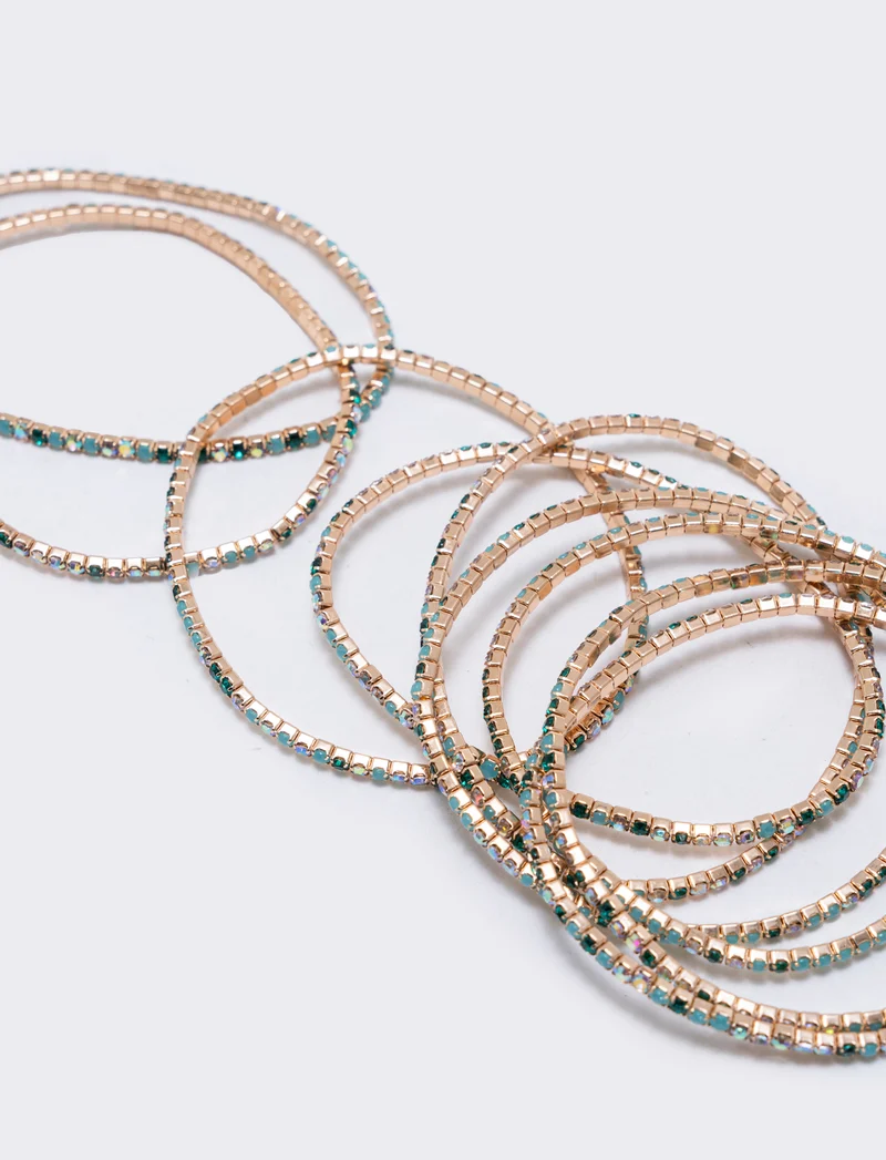 Bracciale multi fili con strass elegante - Verde