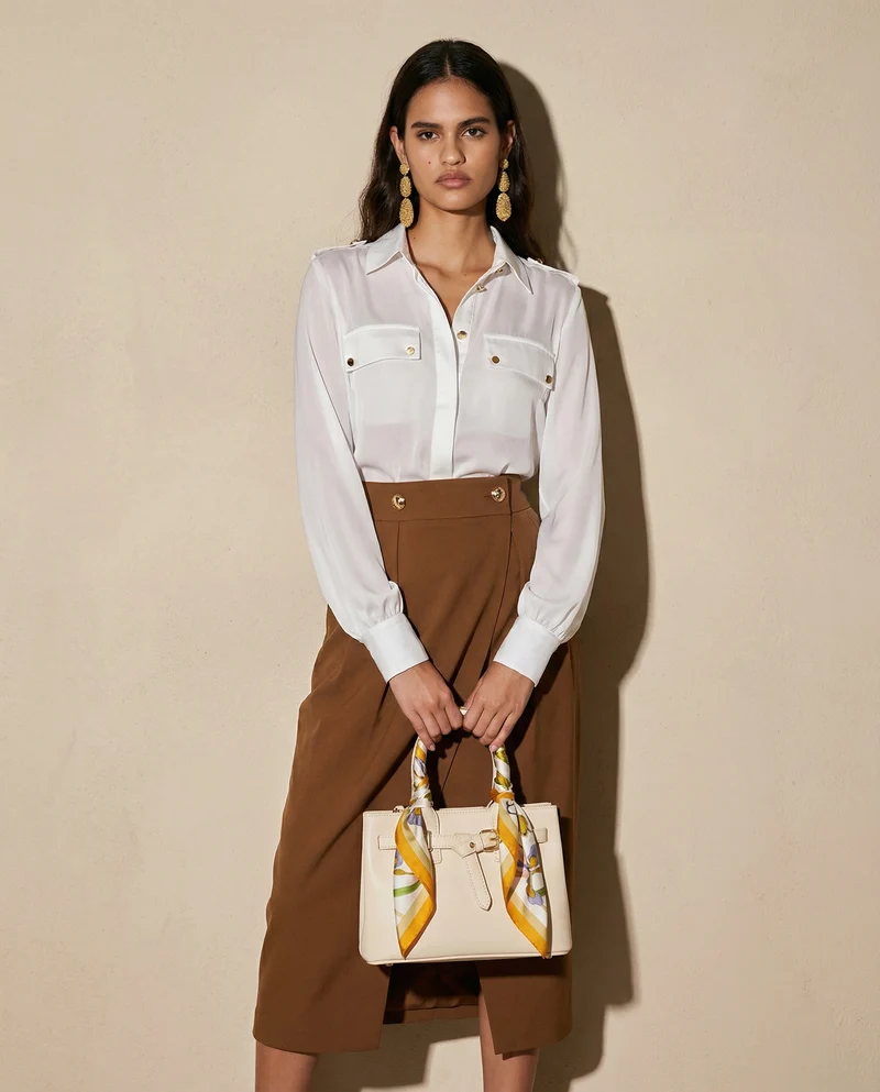 Camicia manica lunga con dettagli eleganti - Bianco latte