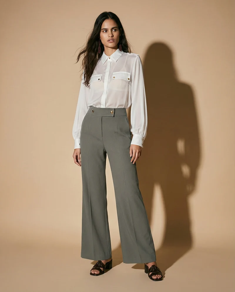 Camicia manica lunga con dettagli eleganti - Bianco latte