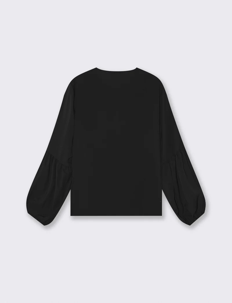 Casacca manica lunga con laccio scollo - Nero