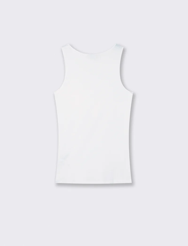 Canotta slim fit in cotone elasticizzato - Bianco