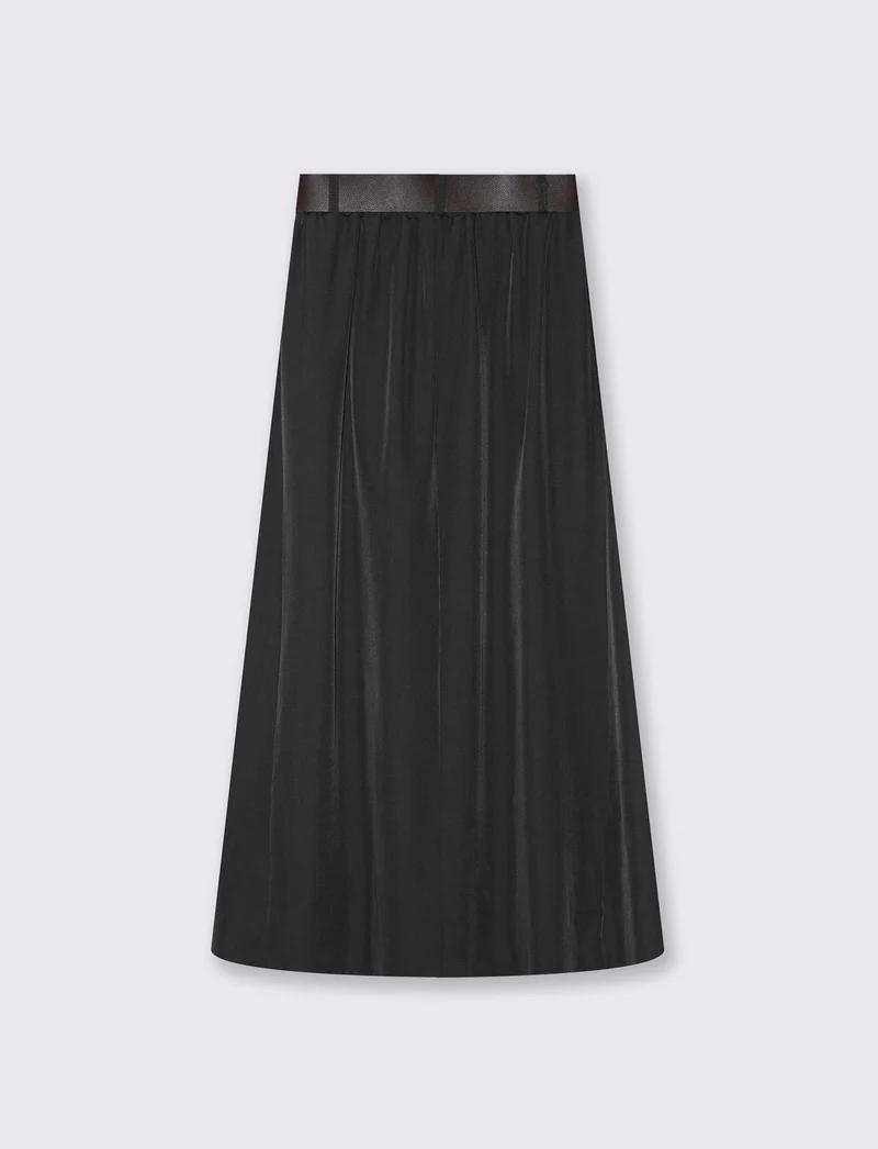 Gonna lunga con cintura elegante e versatile - Nero