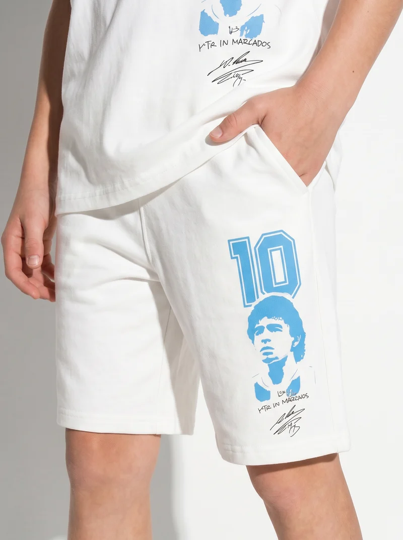 Bermuda in felpa D10S con coulisse - Bianco