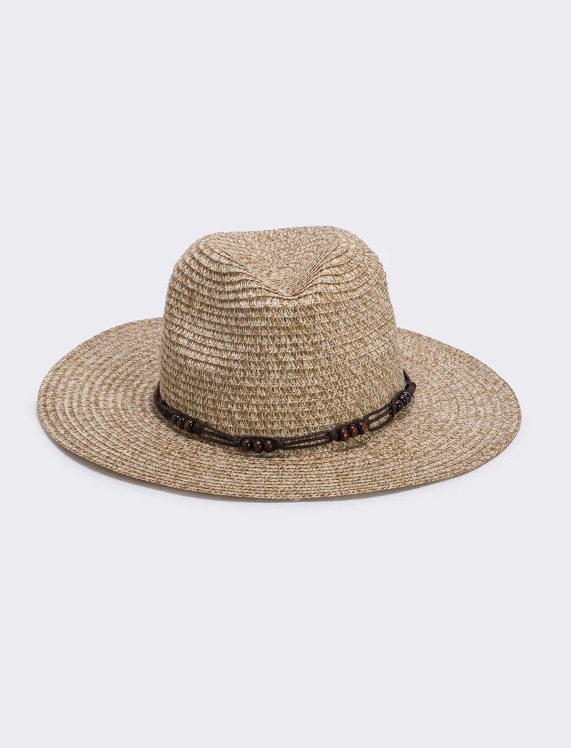Cappello da uomo in paglia a falda larga - Beige