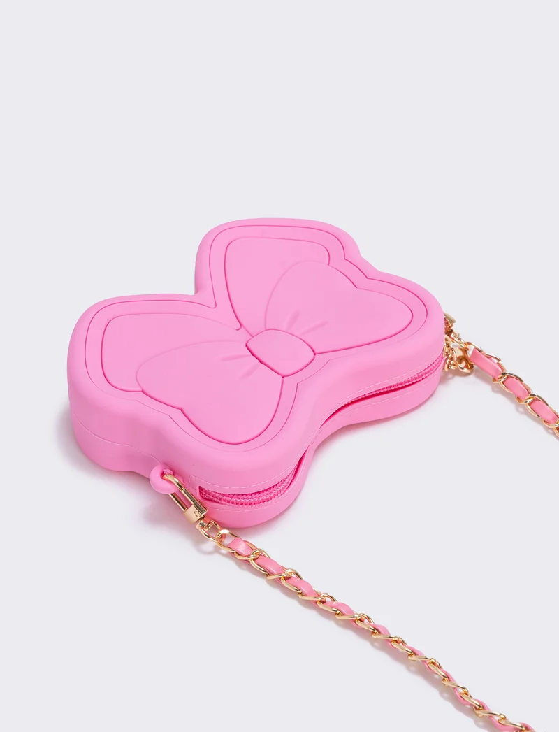 Borsa gommata con fiocco elegante - Rosa