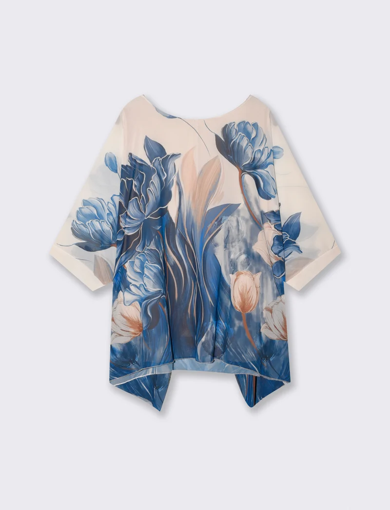 Casacca morbida con scollo rotondo - Blu