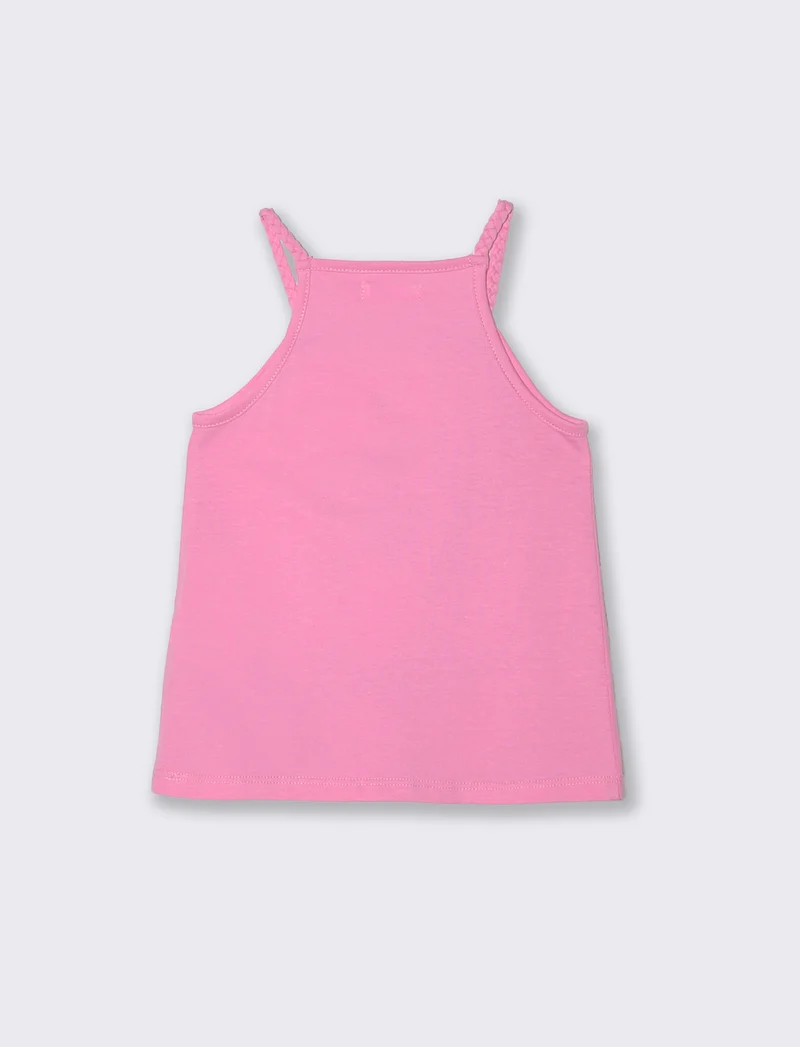 Canotta estiva con treccina al collo - Rosa