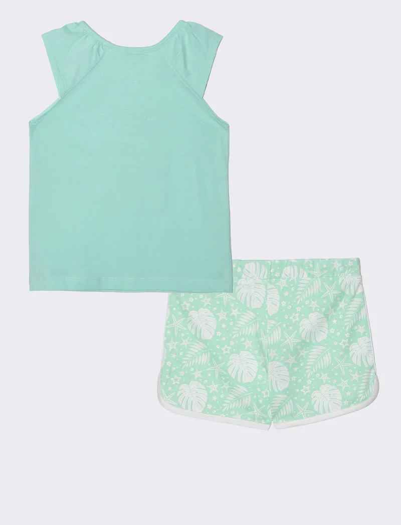 Set 2 pack canotta e shorts estivi bambina - Verde acqua