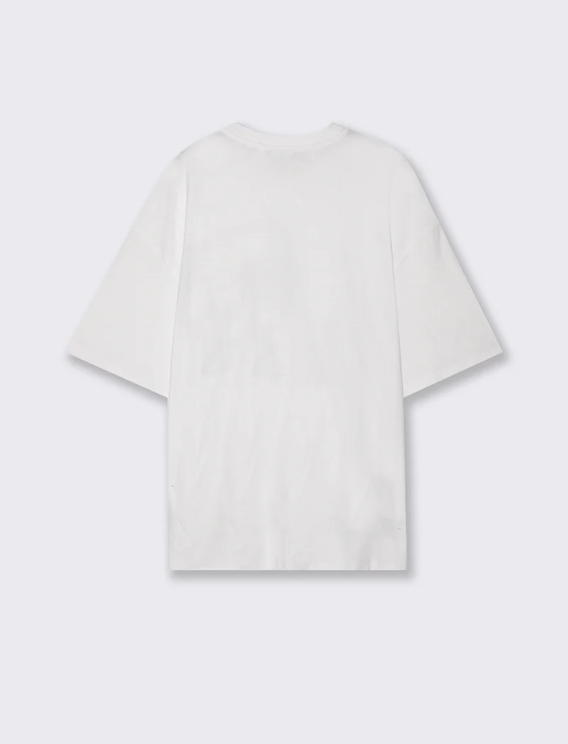 T-shirt girocollo in jersey stampato - Bianco