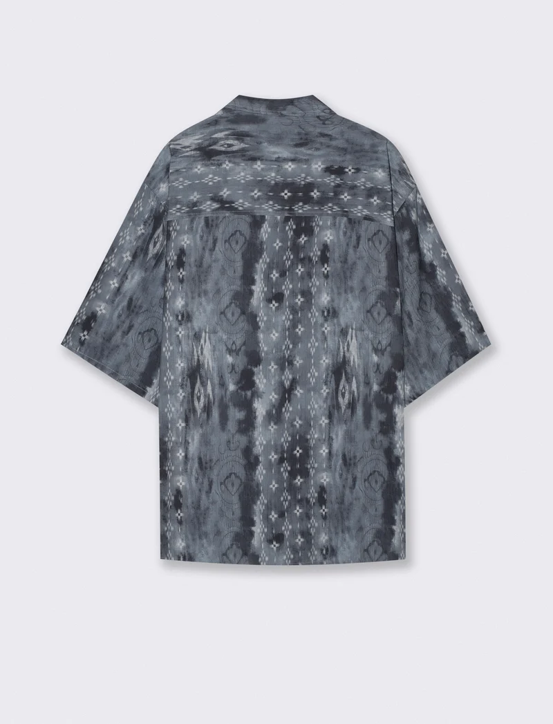Camicia boxy fit in tessuto goffrato - Grigio