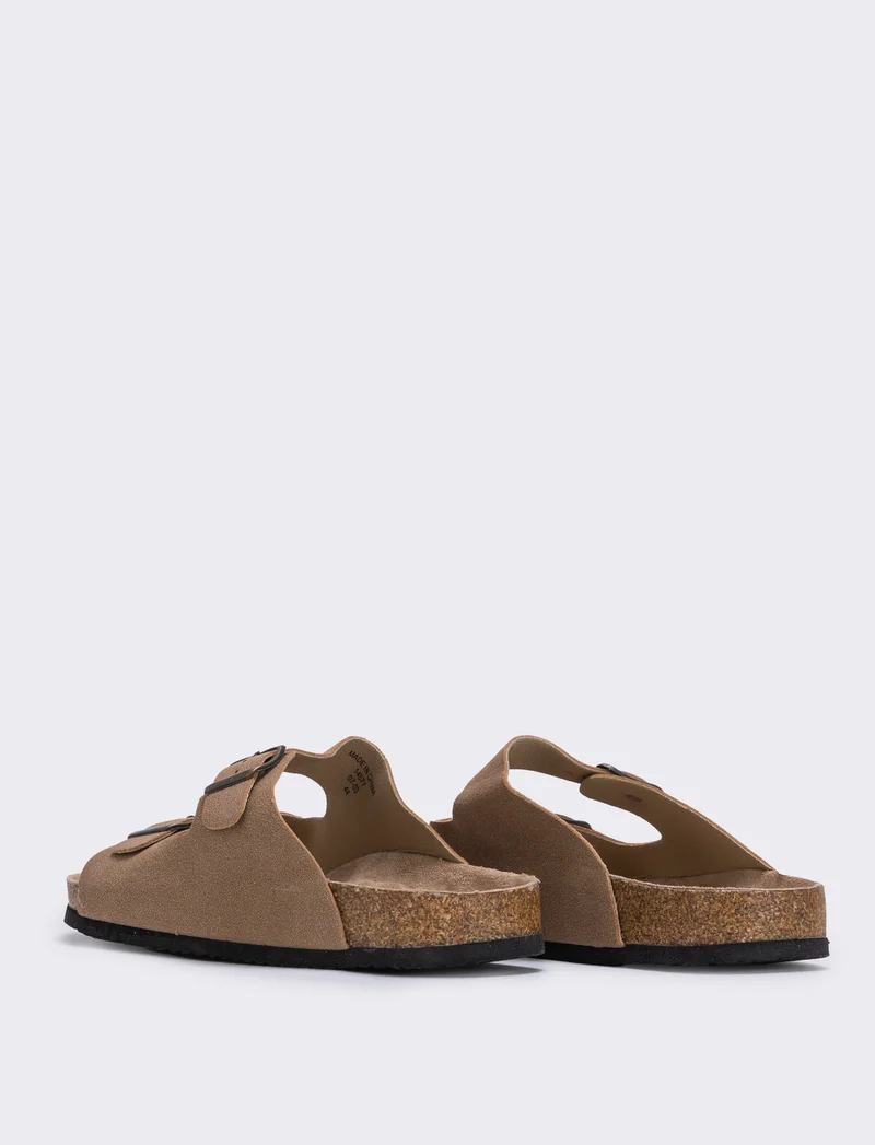 Sandalo da uomo con fibbie regolabili - Beige