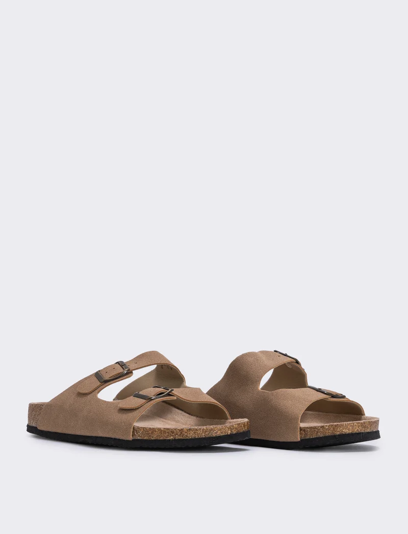 Sandalo da uomo con fibbie regolabili - Beige