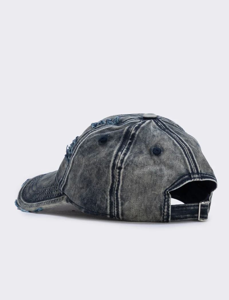 Cappello baseball delavè sfrangiato - Blu