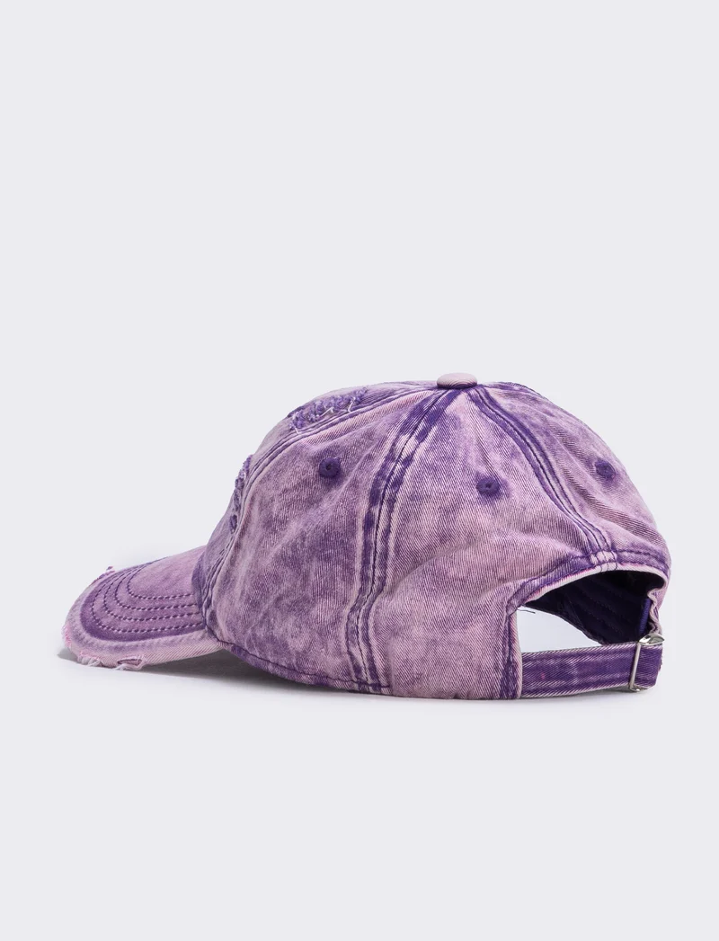 Cappello baseball delavè sfrangiato - Viola