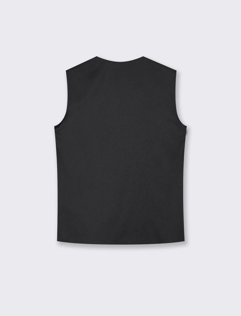 Top con rouches sullo scollo - Nero