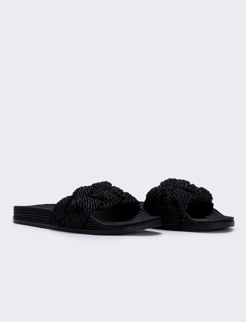 Ciabatta effetto corda nera - Nero