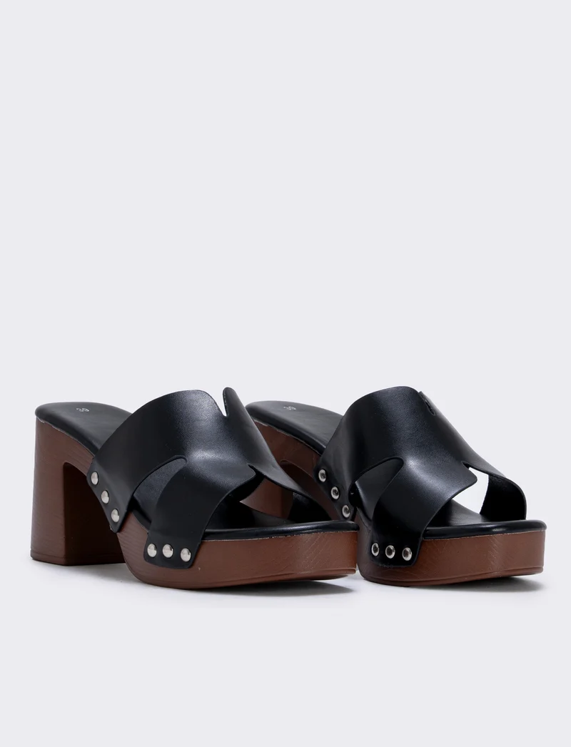 Sabot in poliuretano, tacco 90 mm - Nero