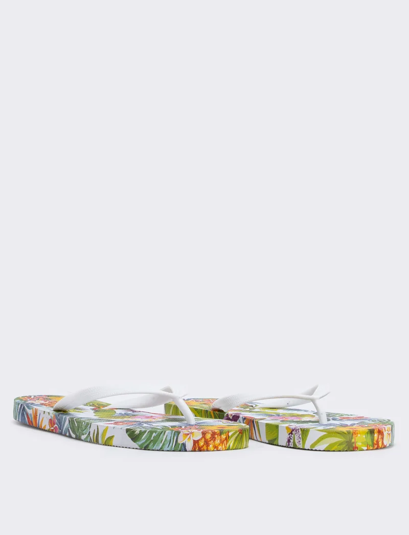 Infradito con stampa esotica - Bianco