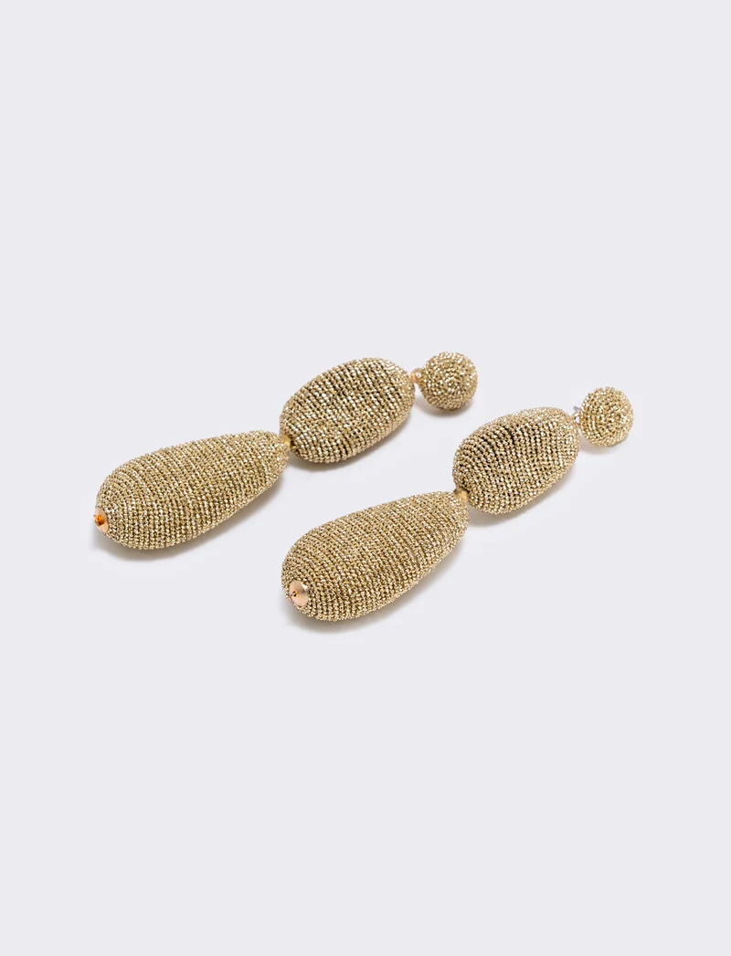 Orecchini pendenti in filo lamè eleganti - Oro