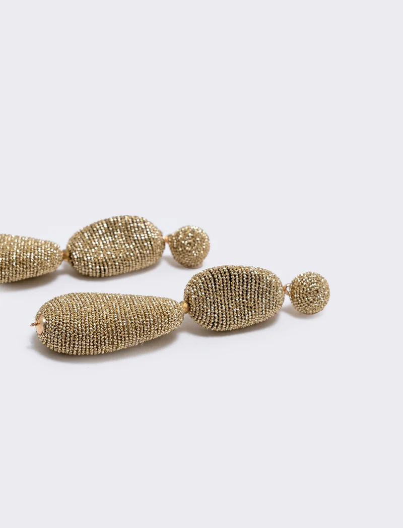 Orecchini pendenti in filo lamè eleganti - Oro