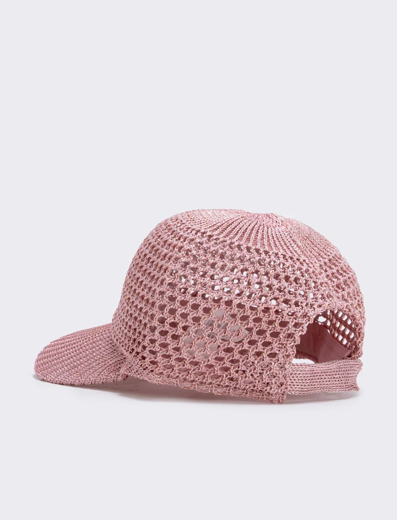 Cappello baseball effetto uncinetto - Rosa