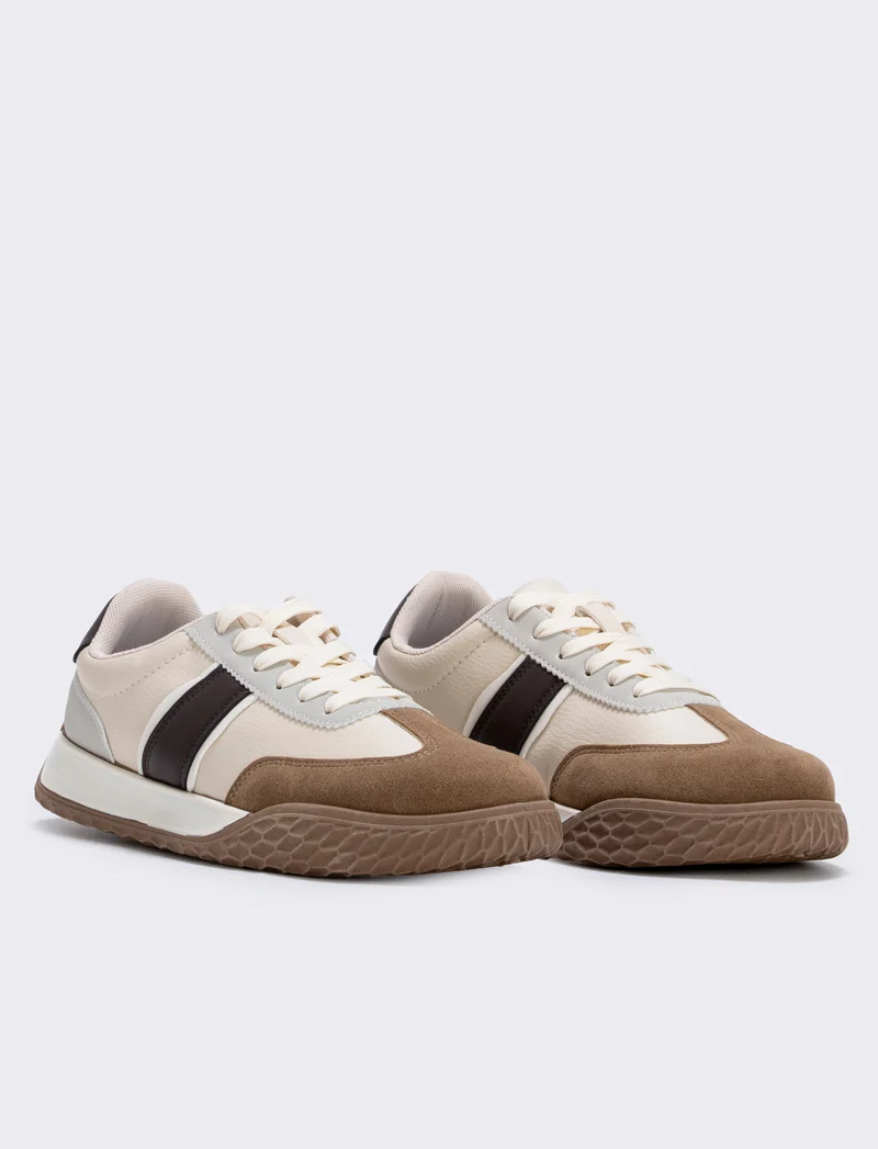 Sneakers beige multielementi da uomo - Beige