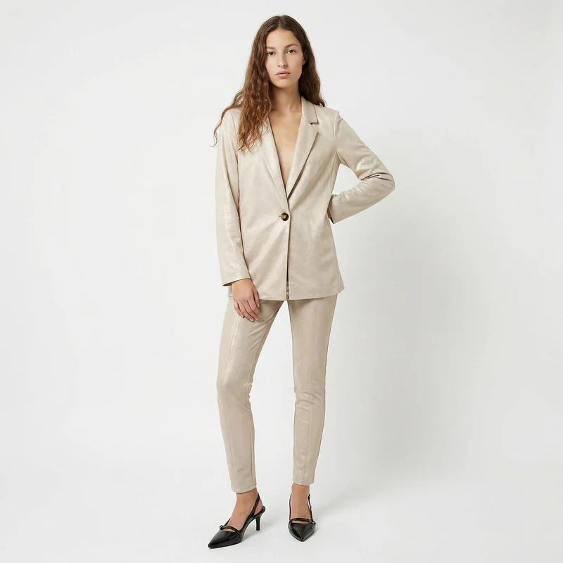 Pantalone elastico in suede - Vaniglia