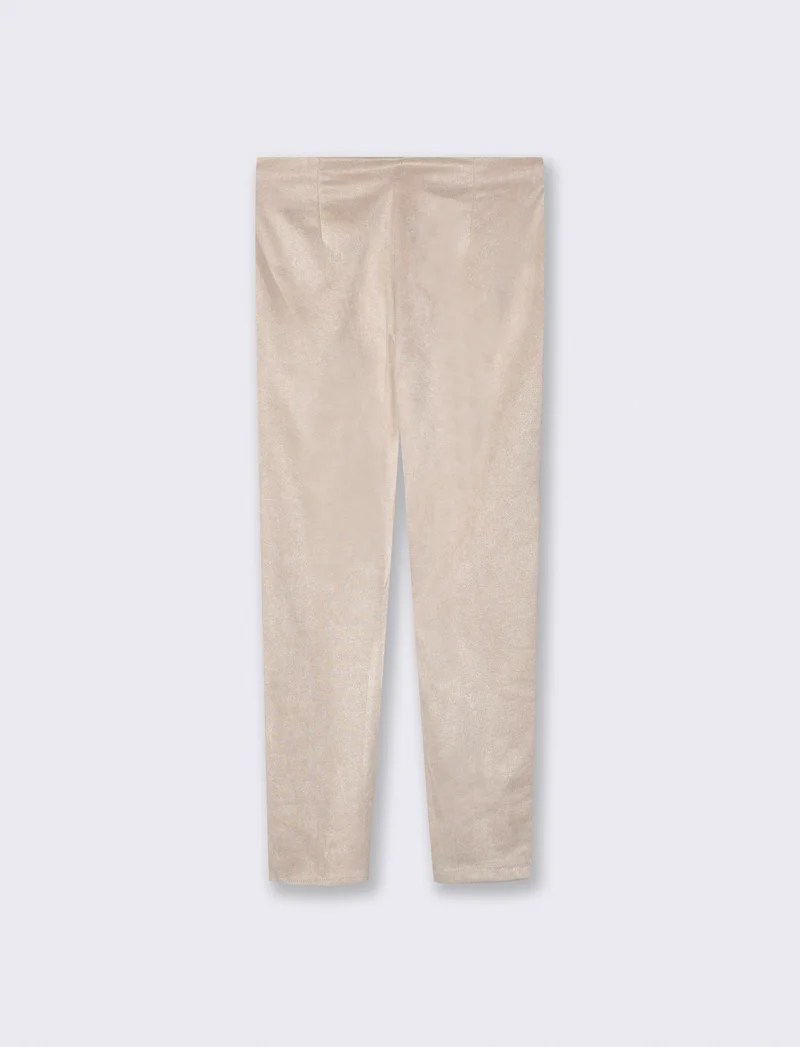Pantalone elastico in suede - Vaniglia