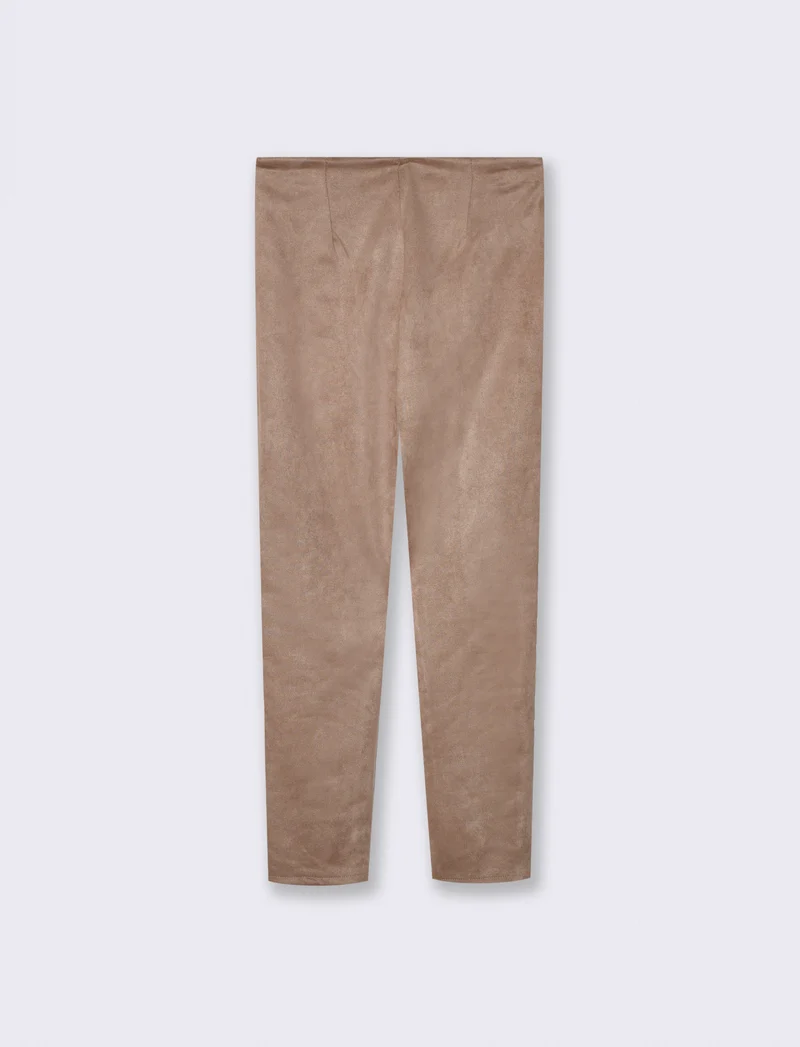 Pantalone elastico in suede - Grigio fango