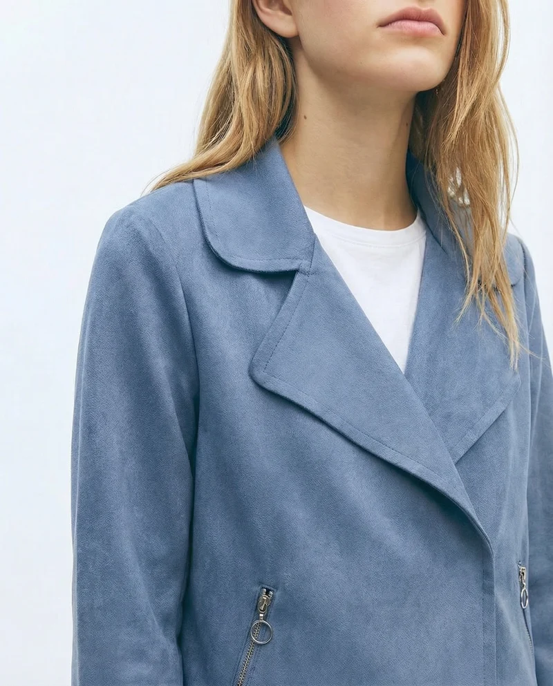 Chiodo in suede elegante - Denim