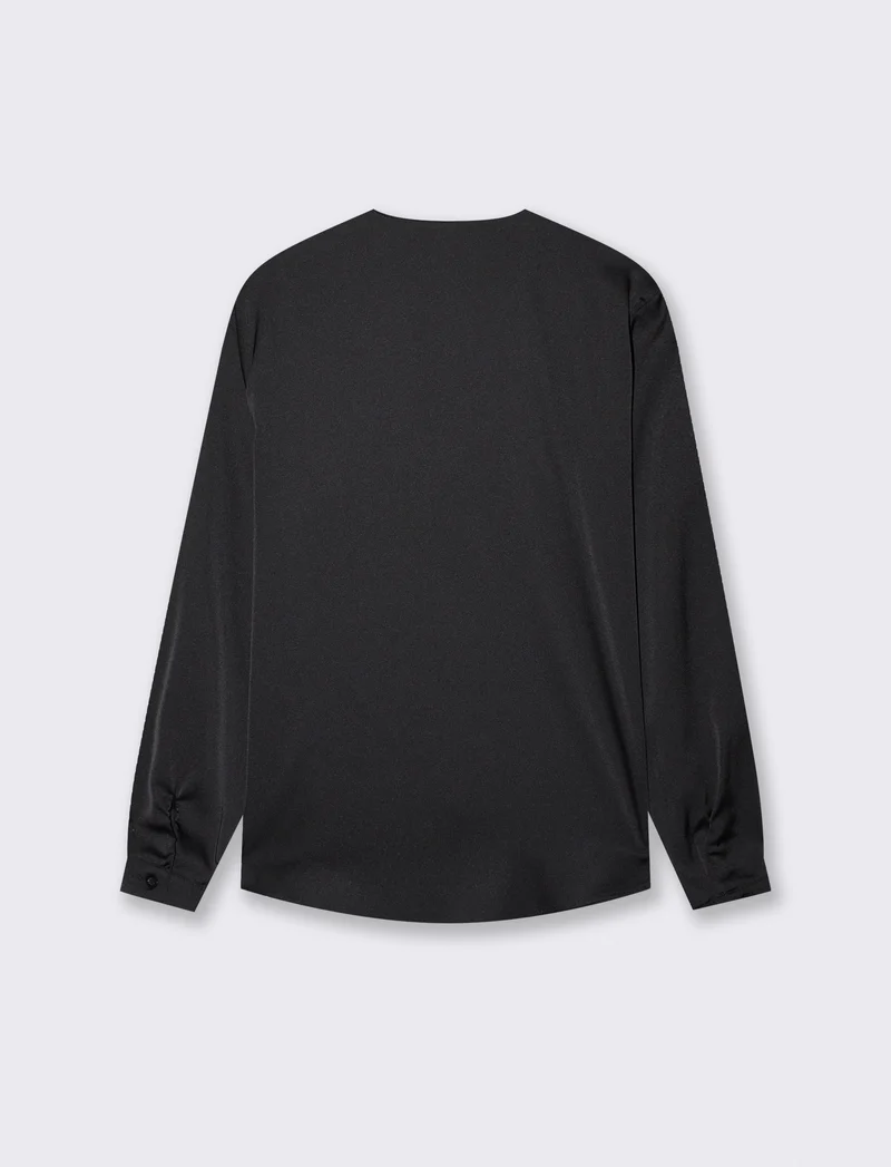 Casacca con rouches sullo scollo - Nero