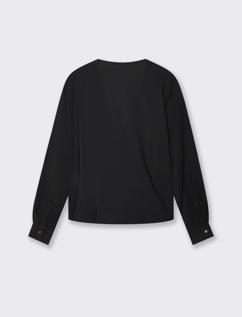 Casacca incrociata in tessuto leggero - Nero