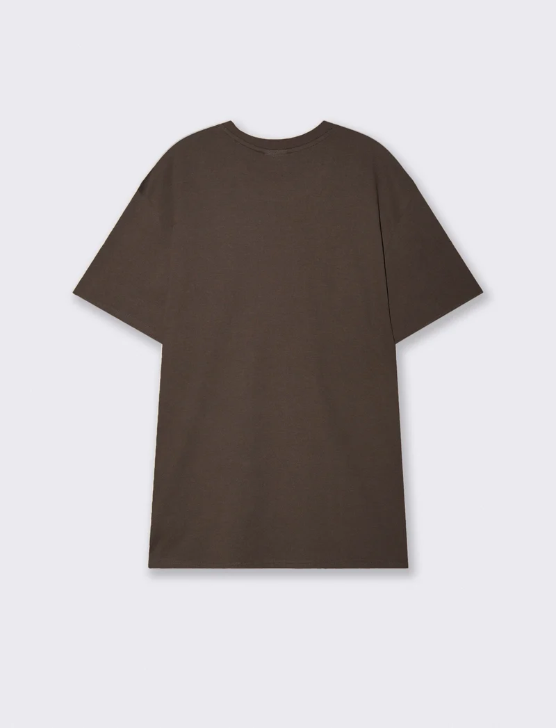 T-shirt girocollo jacquard regular fit - Moro