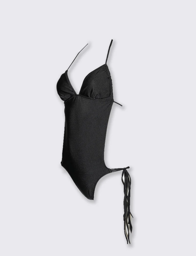 Costume intero con laccetti - Nero