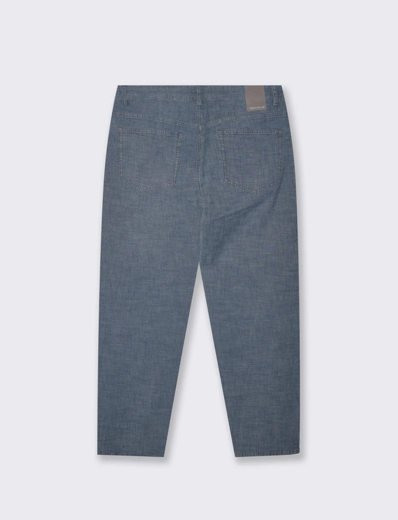 Jeans Leggero Straight Fit Blu Medio - Denim