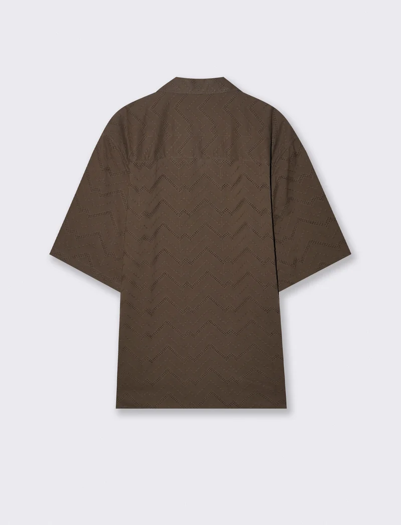 Camicia boxy fit effetto zig zag - Moro