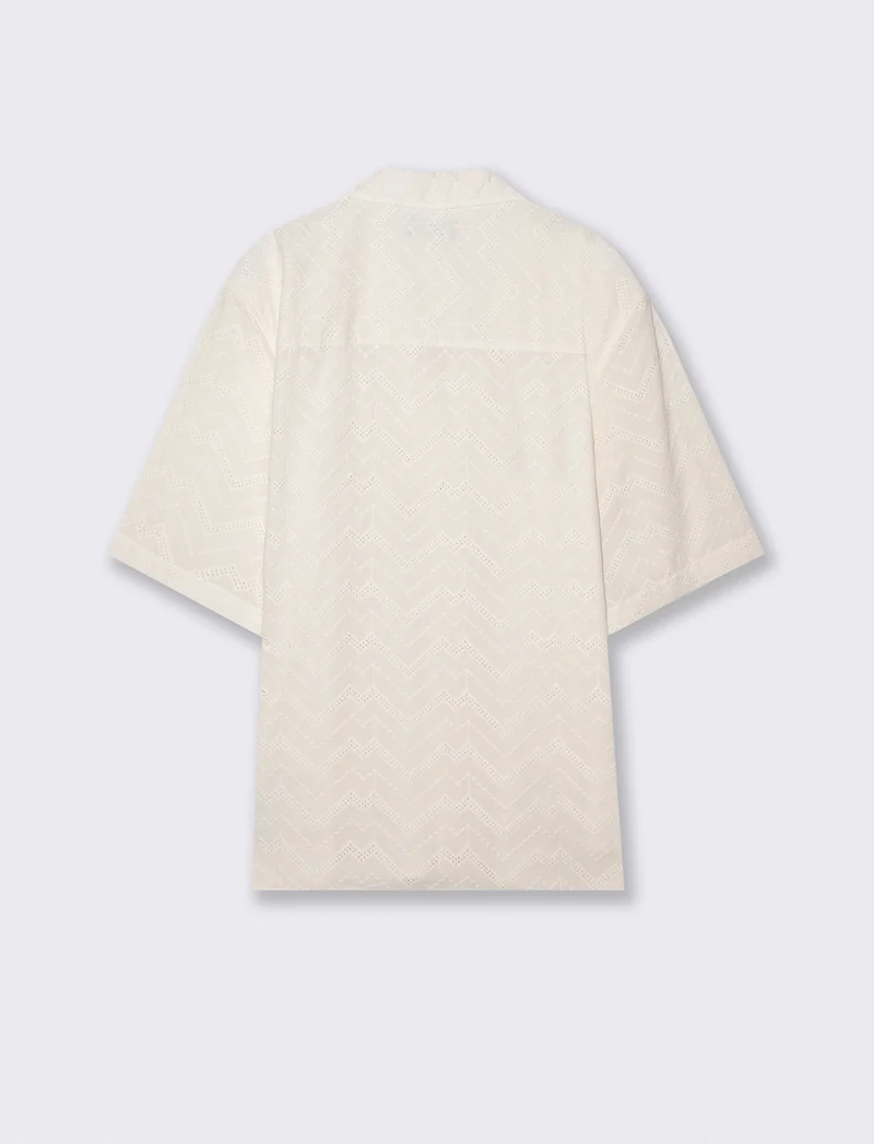 Camicia boxy fit effetto zig zag - Bianco
