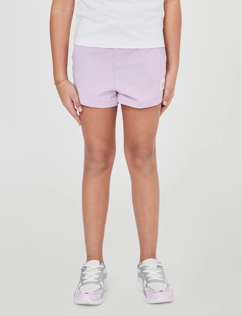 Shorts in cotone con elastico in vita - Lilla