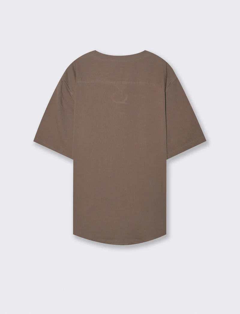 Casacca effetto crepe con collo coreano - Grigio fango