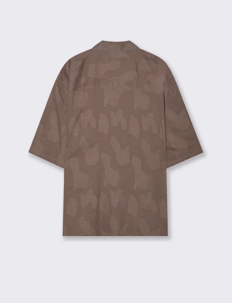 Camicia boxy fit con intarsio astratto - Grigio fango