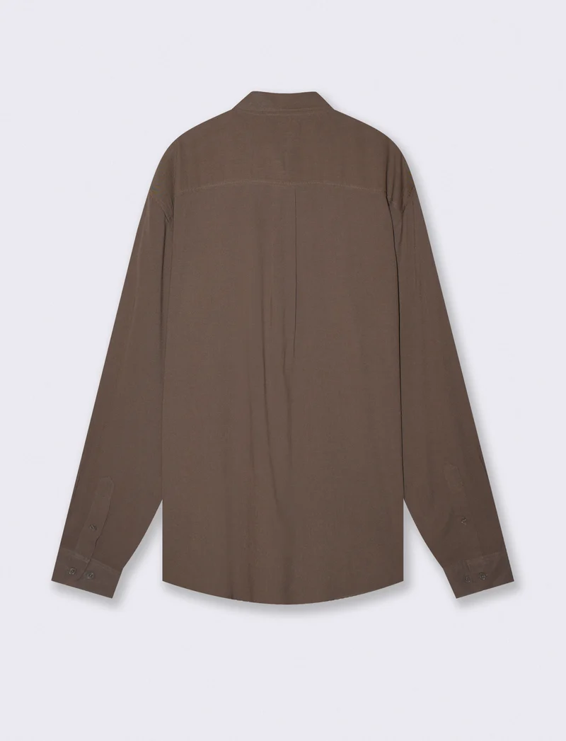 Camicia Melange Misto Viscosa Leggera - Grigio fango