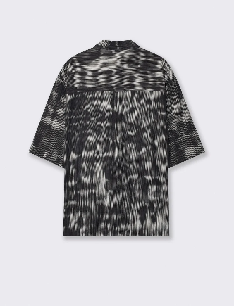 Camicia plissettata con stampa astratta - Nero