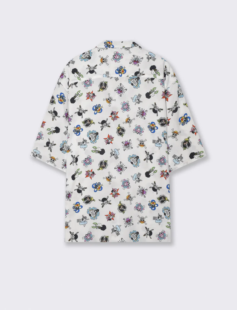 Camicia boxy fit stampa all over Onepiece - Bianco