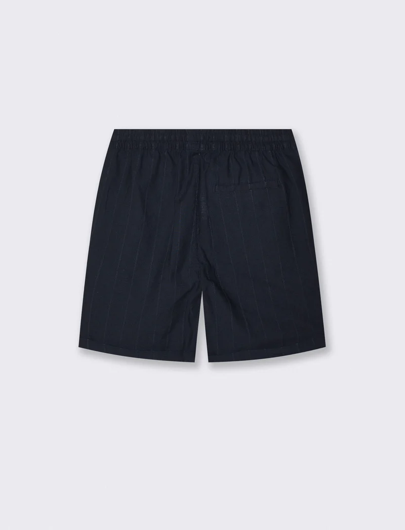 Bermuda in cotone con elastico in vita - Blu